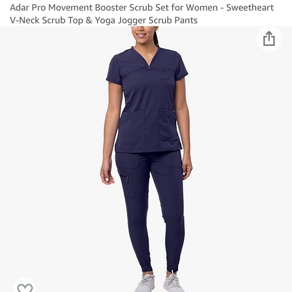 Adar Pro Movement Booster Scrub Set - Sweetheart V-Neck Top & Yoga Jogger Pants - Picture 1 of 9
